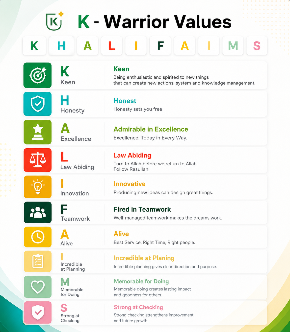 K - Warrior Values